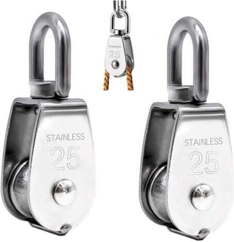 2er-Set Hebezugrolle, einfache Rolle aus Edelstahl 304, einfache Rolle M25, Last 150 kg