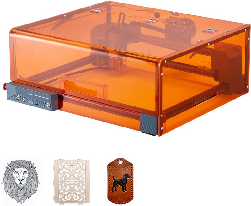 Mophorn Lasergravierer, 10 W, Gravur- und Schneidemaschine mit Gehäuse, Laserschneider, Graviergerät, 300x300 mm Arbeits...