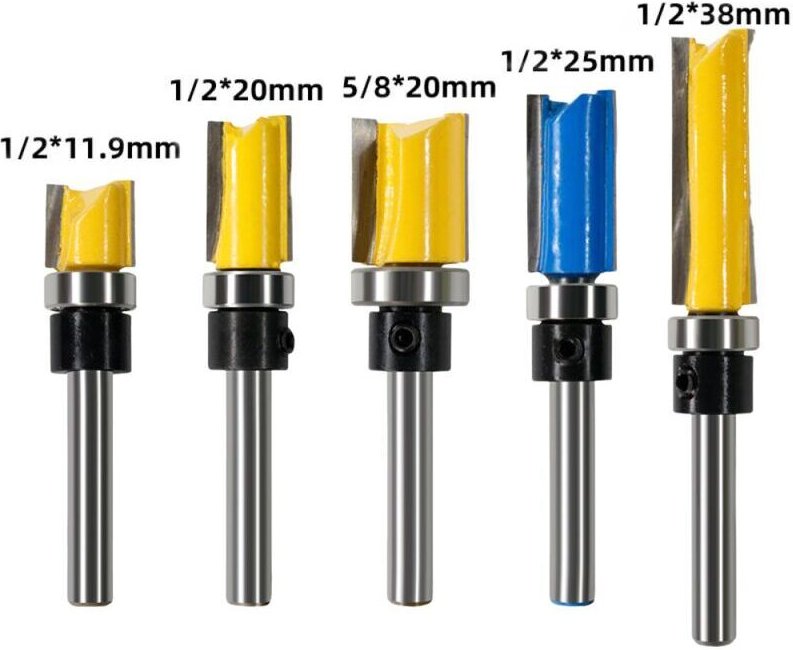 Set mit 5 Doppelnutfräsern mit 6,35 mm Schaft, kugelgelagerte Fräswerkzeuge für die Holzbearbeitung