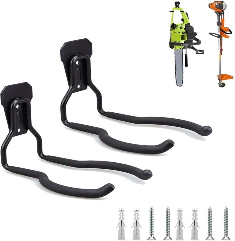 Garagenwandhaken, Trimmerhaken, robuste Wandhalterung für Rasenmäher und Gartengeräte wie Besen, Schaufeln und Rechen