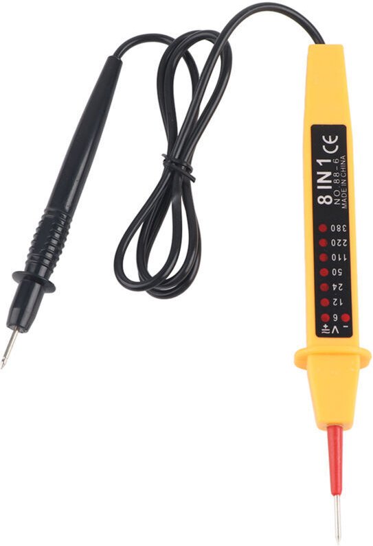 8-in-1 AC/DC-Spannungsprüfer (6–380 V), multifunktionales Kfz-Elektrik-Testgerät mit Anzeige