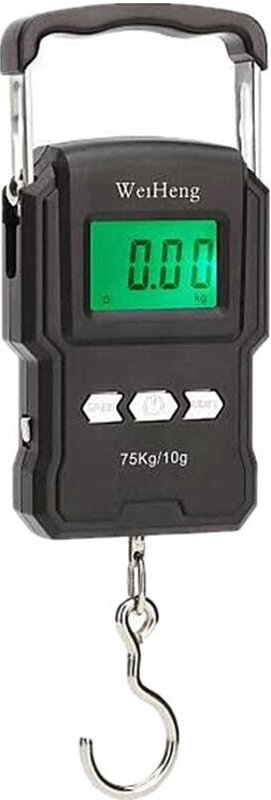 Angelwaage, 75 kg (165 lb) Hänge-Gepäckwaage, elektronische Angelwaage mit hintergrundbeleuchtetem LCD-Display, Maßband ...