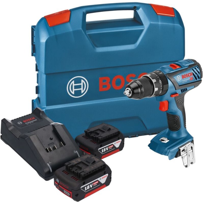 Bosch GSB 18V-28 Professional Akku Schlagbohrschrauber 18 V 63 Nm + 2x Akku 5,0 Ah + Ladegerät + L-Case