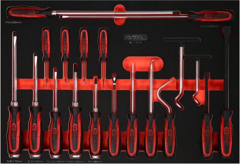 Ks Tools Schraubendreher- / und Haken-Satz in Schaumstoffeinlage, 19-tlg.
