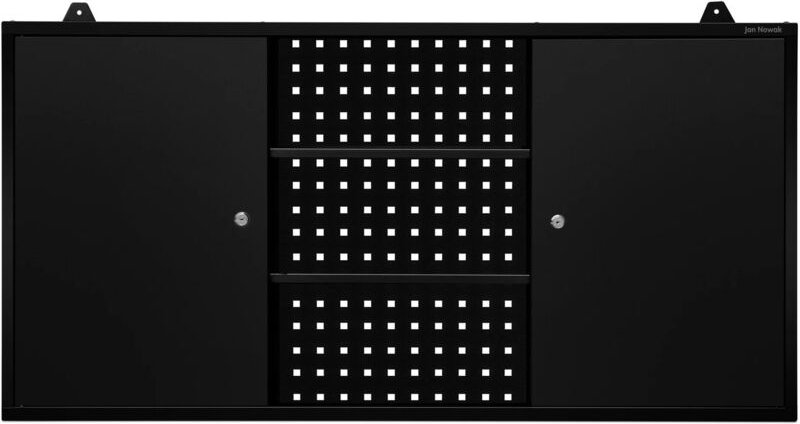 Jan Nowak Hängeschrank Werkzeugschrank Werkstattschrank Metallschrank Lochwand 2 verstellbare Fachböden 2 Fächer 120 cm ...