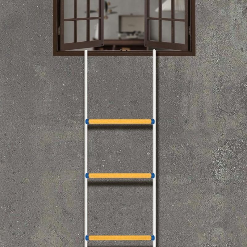 Strickleiter Rettungsleiter Feuerleiter 12 m Feuerwehrleiter, Sicherheitsleiter Tragfähigkeit 200 Kg mit Karabinern - We...