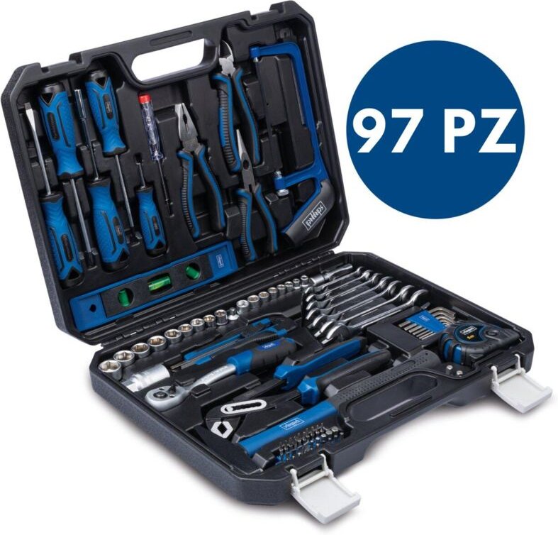 Werkzeugkoffer WZK120 97-tlg. Zangen Schraubendreher Bits Adapter - Scheppach