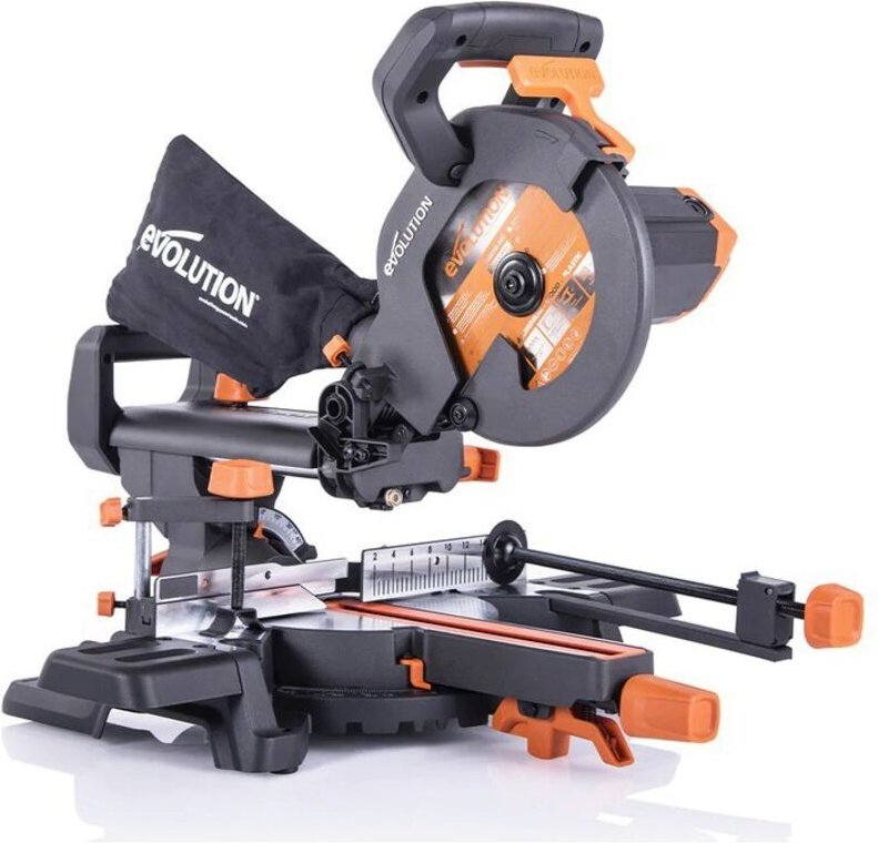 EVOLUTION R210SMS PLUS Mehrzweck-Gehrungssäge mit Führungen und einem 210-mm-Sägeblatt