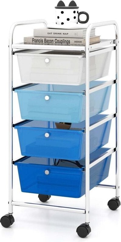 Rollwagen mit 4 schubladen und herausnehmbaren behaltern