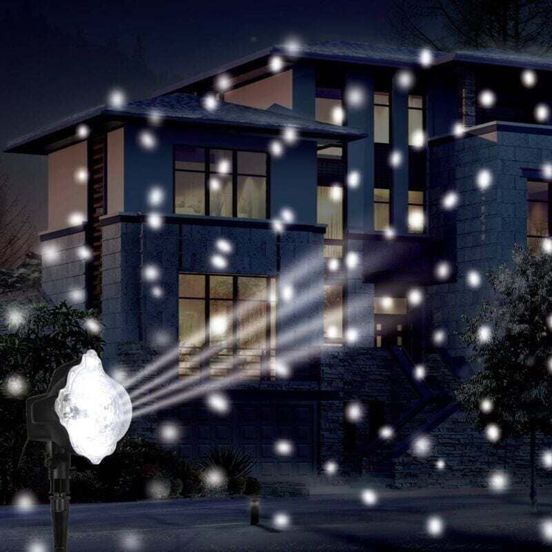 3-LED-Schneefall-Effektprojektor mit Timer, Kaltweiß, für den Außenbereich – Lichterketten & Weihnachten – KZQ