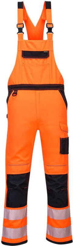 Latzhose PW3 Hochsichtbar Orange/Schwarz XL