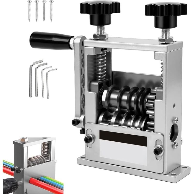 Manuelle Kabelabisoliermaschine, 6 Löcher, mit Kurbel, für 3-17 mm Kabel, 2-in-1-Abisoliermaschine, mit 6 Kanälen und 5 ...