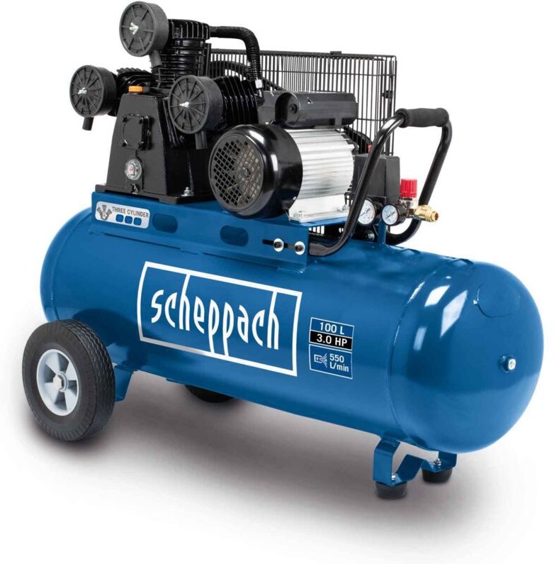 Kompressor HC550TC 400V Scheppach - 10bar 100L 4PS 550L/min Ansaugleistung Fahrvorrichtung
