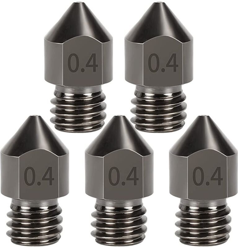 5 Stück gehärtete Stahl-MK8-Düsen, 0,4-mm-Hotend-Extruderdüse für Ender 3s 3 Pro, CR-10 3D-Drucker, 1,75-mm-Filament