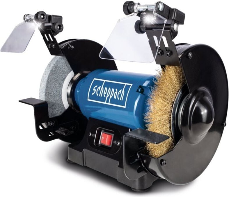 Scheppach - Doppelschleifer SM200LB mit LED-Beleuchtung 230V 500 Watt Schleifstein 200x20mm K36 Drahtbürste 16mm Breite