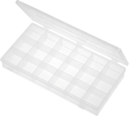 Schachtel mit 18 Behältern 43x52x37,5mm Transparent