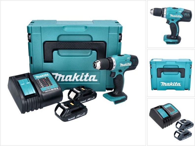 Makita DDF 453 SYJ Akku Bohrschrauber 18 V 42 Nm + 2x Akku 1,3 Ah + Ladegerät + Makpac