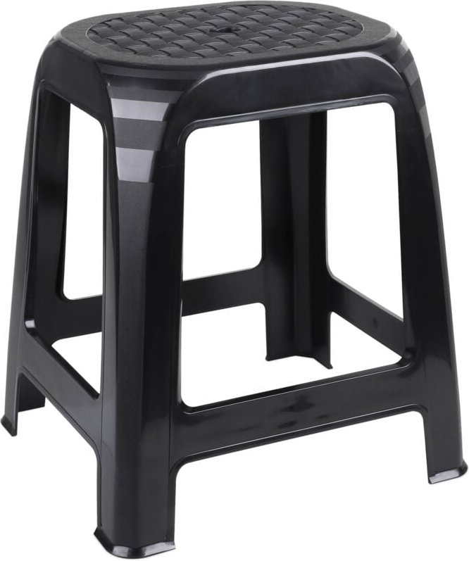 Kunststoff Tritthocker schwarz Belastbarkeit bis 120 kg - 46 x 41 cm - Küchen und Badezimmer Hocker hoch - Sitzhocker Ha...