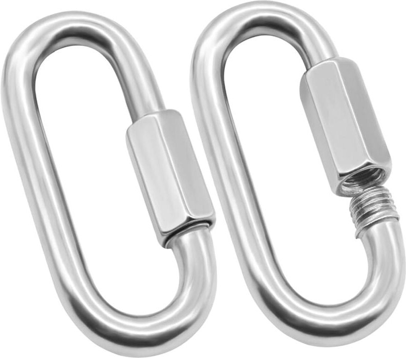 Set mit 2 robusten M10 D-förmigen Schnellverschlusskarabinern, Sicherheitskettenverbinder für Camping und Wandern