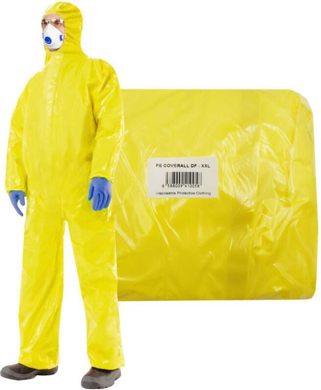 XXL gelber PE-Schutzanzug DF 3000 Chemikalienschutzanzug Typ 3 4 5 6