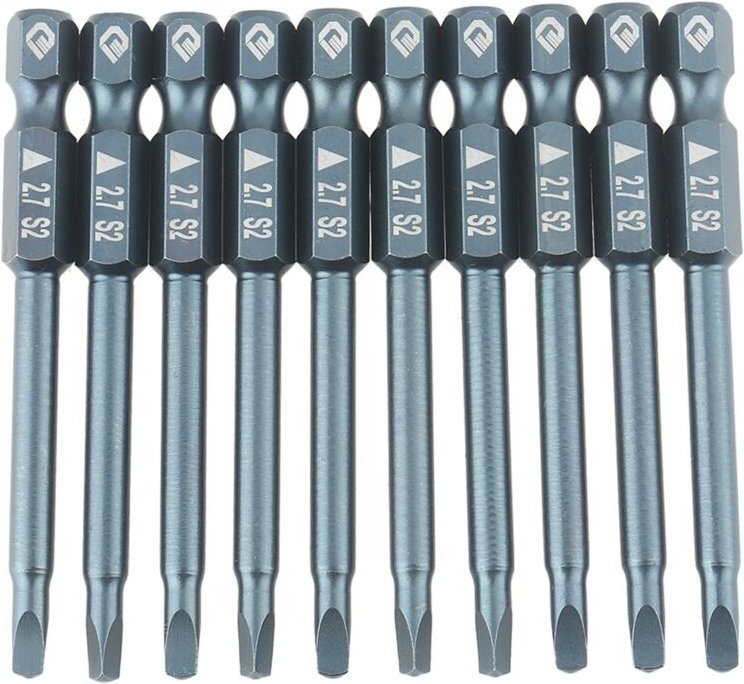 Set mit 10 dreieckigen Schraubendreherbits aus S2-Legierungsstahl, 65 mm (1/4 Zoll) Schaftlänge, Abmessungen: H 6,3 x 65...