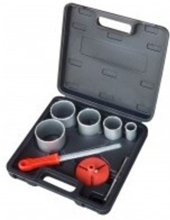 Set aus Hartmetallbohrern Bezeichnung: Set mit 5 Hartmetallbohrern, Zusammensetzung ø 33 / 53 / 67 / 73 / 83 mm