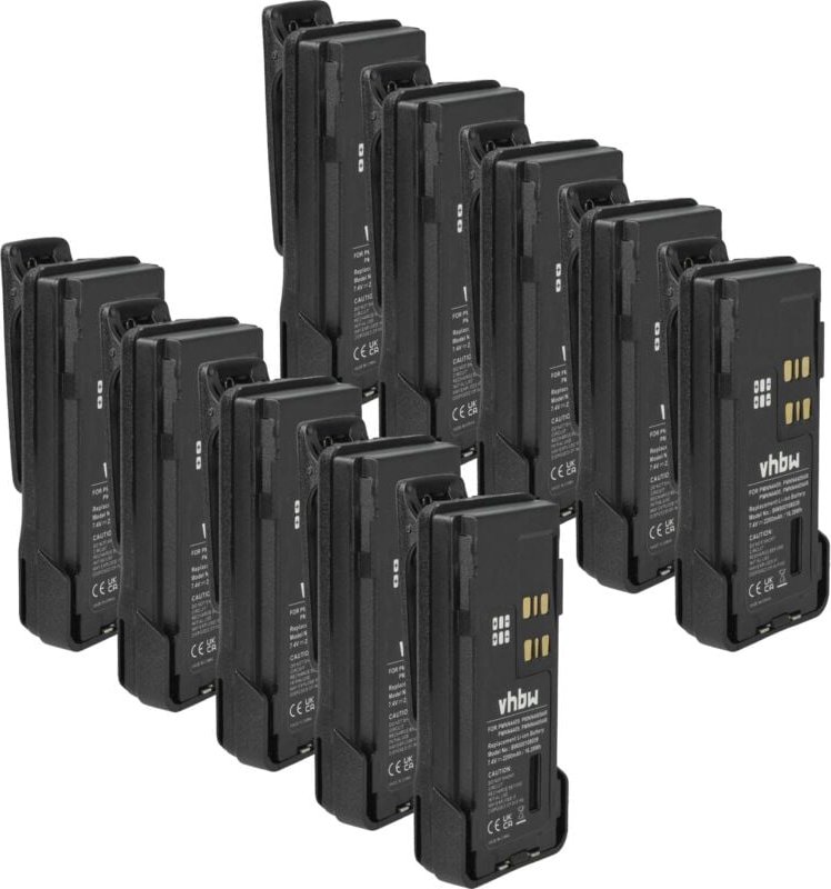 vhbw 10x Akku kompatibel mit Motorola P8608, GP328D, P8668i, TRBO, P8660 Funkgerät, Walkie Talkie (2200 mAh, 7,4 V, Li-I...