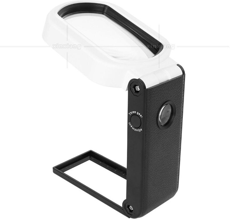 Linghhang - 25-fache 10-fache Lupe mit Licht, 7 LED-beleuchtete Lupe, faltbare Handlupe, Leselupe auf Ständer, multifunk...