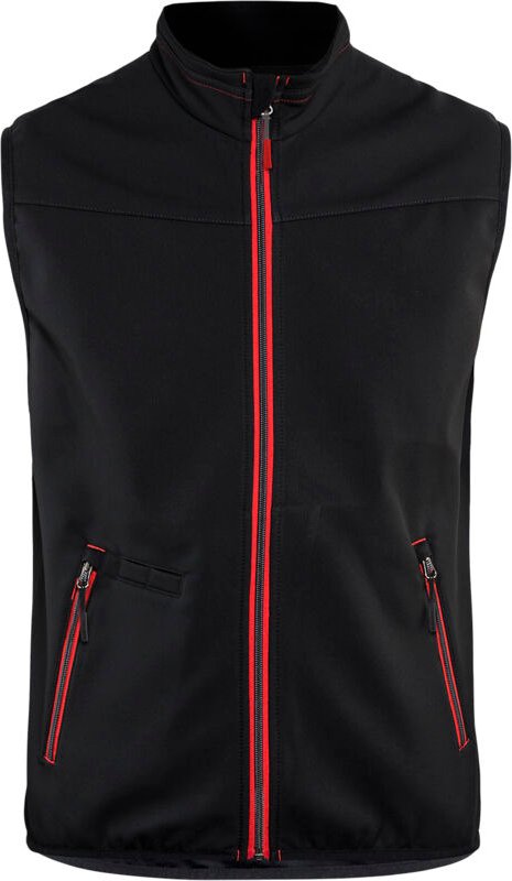 Blaklader - Blakläder Softshell Weste Service Plus, schwarz / rot, Unisex-Größe: m
