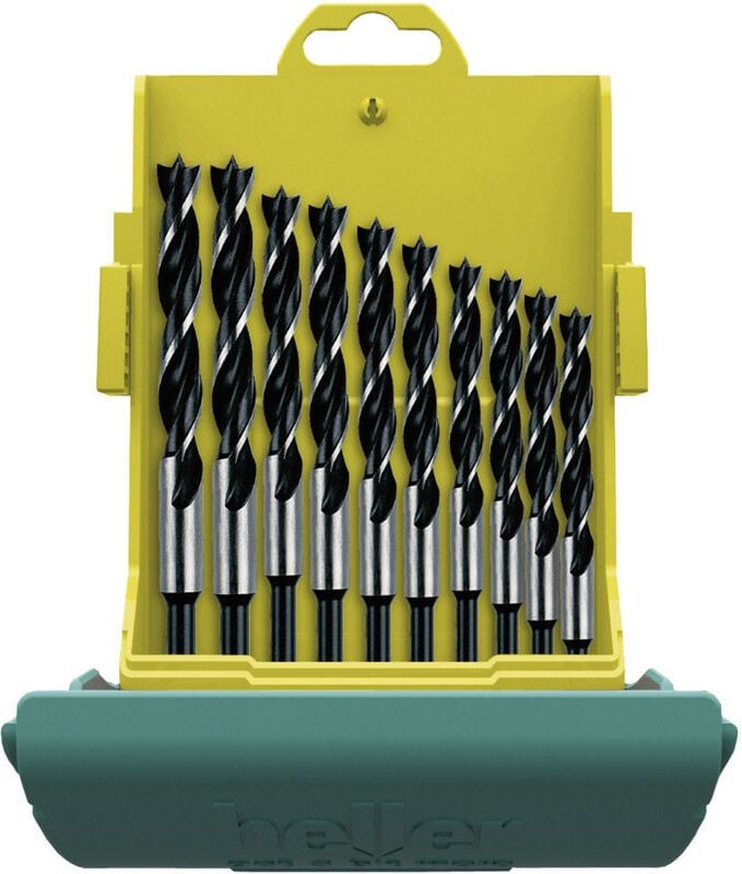 Heller - cv Holzspiralbohrersatz 10 teilig ø 3, 4, 5, 6, 7, 8, 9, 10, 11, 12 mm Maxxbox CV-Stahl