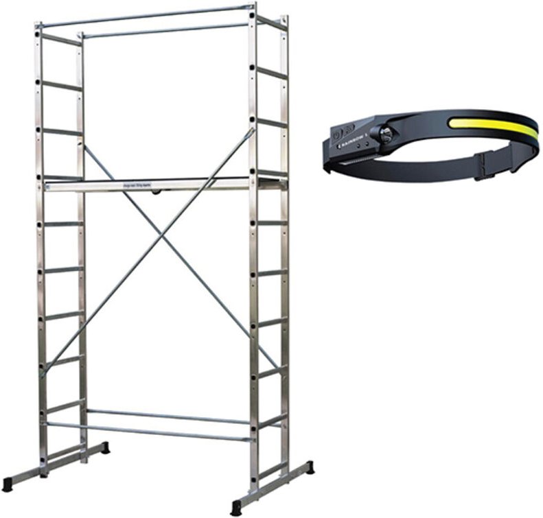 Gerüst für den Hausgebrauch : 3.78m maxi. Arbeitshöhe + Stirnlampe - 203702-LAMPE
