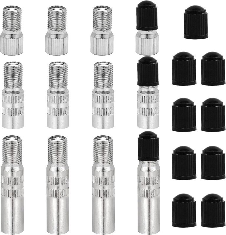 Set mit 12 verzinnten Kupferventilverlängerungen mit Radkappen für Pkw, Lkw, Wohnwagen, Transporter (19, 27, 39 mm)