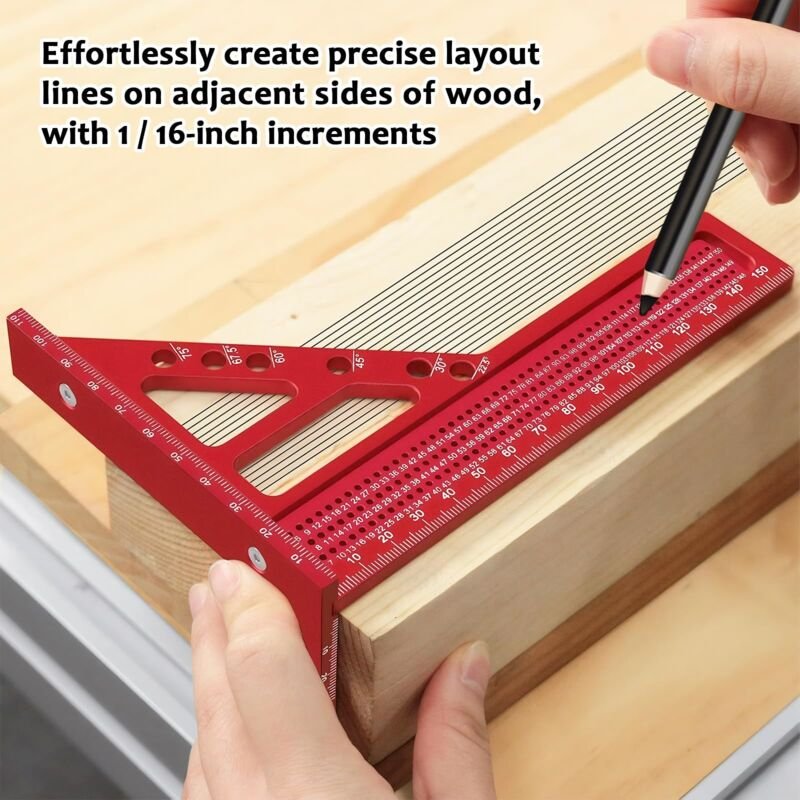 3D-Gehrungswinkel, Winkelmesser, Zimmermannswinkel, 22,5°–90°, Hohe Präzision, Aluminiumlegierung, Geeignet für Schreine...