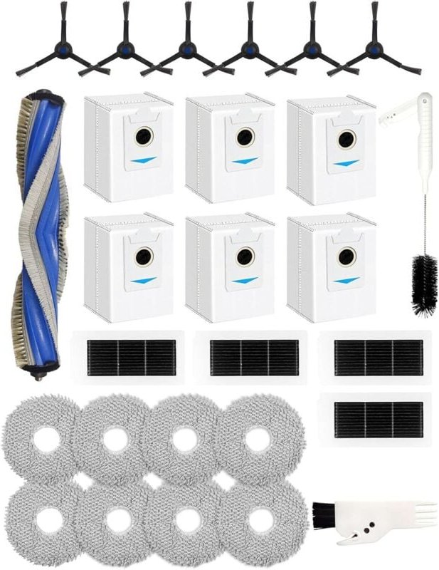 27er-Pack Zubehör für ECOVACS DEEBOT X5 Omni Roboter-Staubsauger-Ersatzteile: 1 Hauptbürste, 6 Seitenbürsten, 4 HEPA-Fil...
