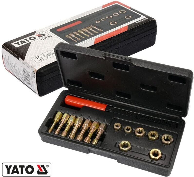 YATO Gewindeschneider Gewindereparatur Gewindefeile Gewindebohrer Nachschneider Satz 15 tlg