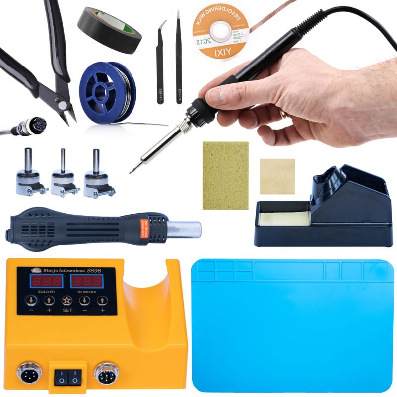 Rosfix Set OH660 – Lötstation 2-in-1 mit Heißluft & T12-Kolben 660 W, LED-Displays, 100–500 °C Zubehör für Elektronikrep...