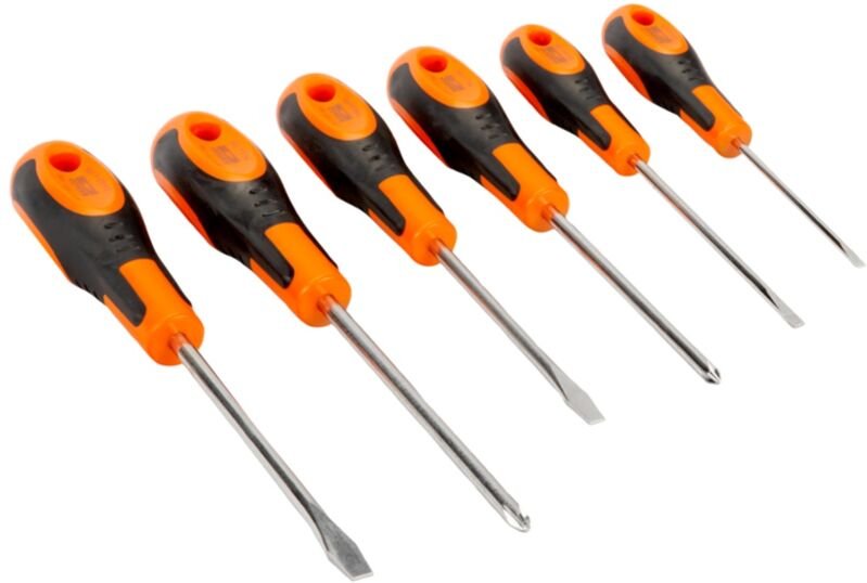 Schraubendreher-Satz für Schlitz- und Phillips-Schrauben mit Gummigriff 5,5 - 6,5 mm/3 - 4 mm/PH1-PH2 - 6-tlg. - Bahco