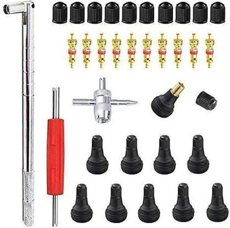 23-teiliges Reifenventil-Ausbauwerkzeug-Set, Ventileinsatz-Entferner für den Autoaustausch, 10 Ventileinsätze, 4-in-1-Re...