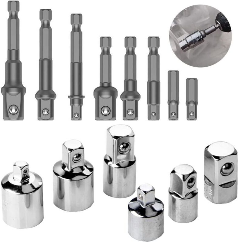 14 Stück Stecknuss Adapter Set,6 Stück Steckschlüssel Nuss + 8 Stück Steckschlüssel, Nuss Adapter für 1/4 auf 3/8 - 3/8 ...