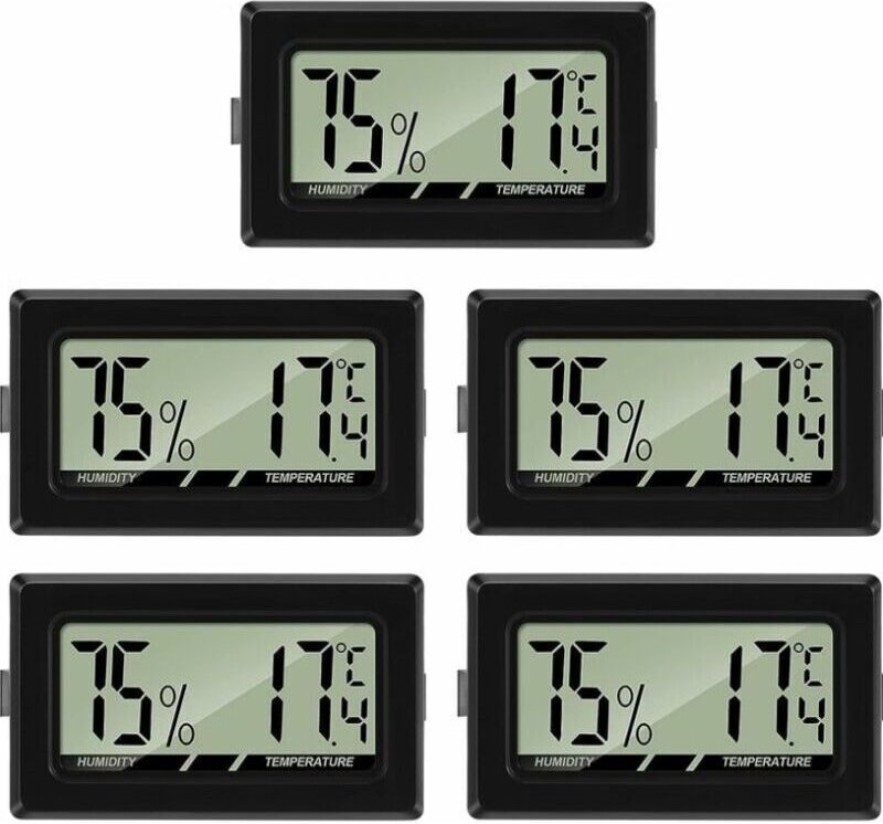 (5 Stück) Mini-Digital-LCD-Thermometer-Hygrometer, Temperatur- und Feuchtigkeitsmesser, tragbarer Thermometer-Hygrometer...