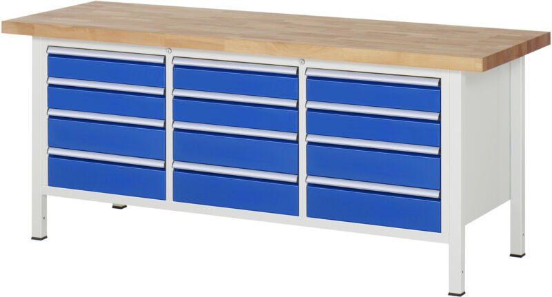 Werkbank höhenverstellbar 8579A2, B2000xT700xH840-1040mm, 12x Schublade-TA - RAU