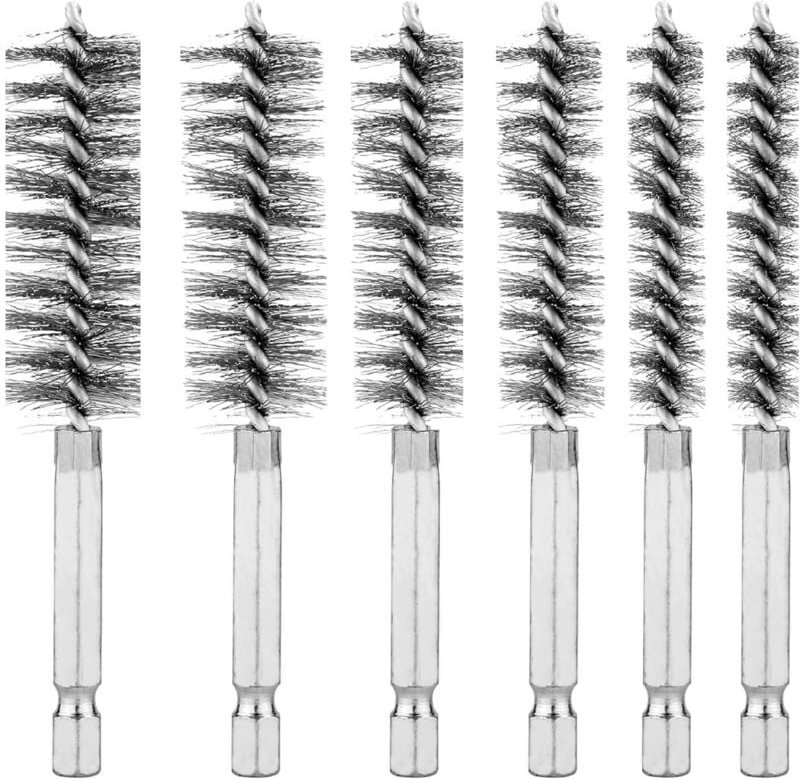6-teiliges Set Edelstahl-Drahtbürsten zur Reinigung von Bohrmaschinen, Rohrreinigungsbürsten-Set, Schleifdrahtbürste mit...