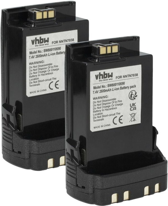 vhbw 2x Akku Ersatz für Motorola NNTN8921, NNTN7038B, NNTN7038A, NNTN8921A, NNTN8921B für Funkgerät, Walkie Talkie (2500...