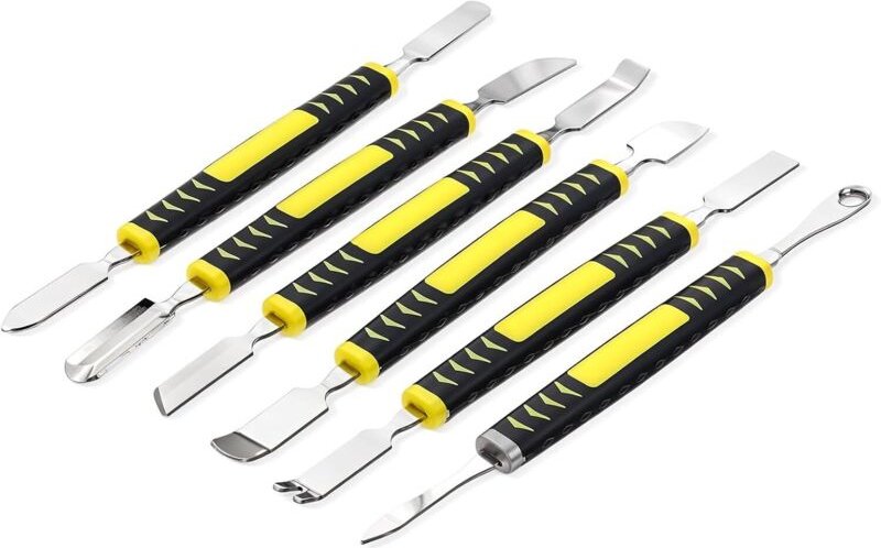 6 Stück Elektronik Spudger Set,Reparaturwerkzeug Spudger Öffnungswerkzeug Metall Brechstange Doppelkopf Demontage Werkze...