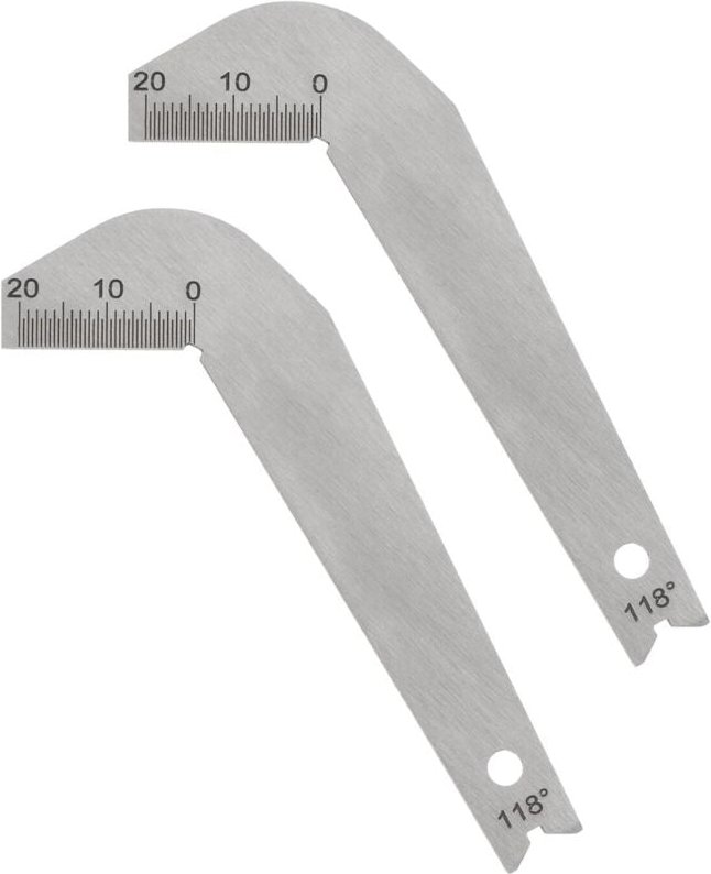 CCYKXA 2 Stück Bohrer-Winkelmessgeräte, 118-Grad-Bohrer-Schärflehre, Winkelmesslehre aus Edelstahl