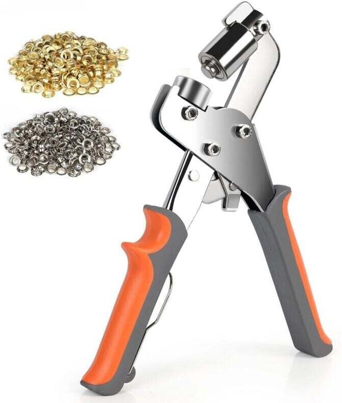 Ulisem Ösen-Werkzeugsatz, 10 mm Metall-Ösenzange, Stanzwerkzeug, PVC mit 300 Stück Aluminiumösen