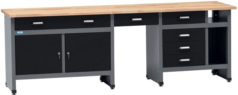 Küpper Werkstatt Werkbank 12289, Breite 240 cm, 6 Schubladen, 2 Türen, 300 kg Traglast, 30 mm Massive Buchenarbeitsplatt...