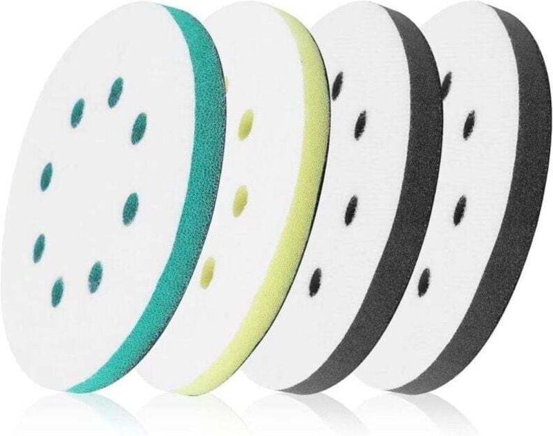4 Stück 125 mm weiche Schleifscheiben, Schleifscheiben-Zwischenstücke, 8-Loch-Schleifscheiben, Schaumstoff-Zwischenstück...