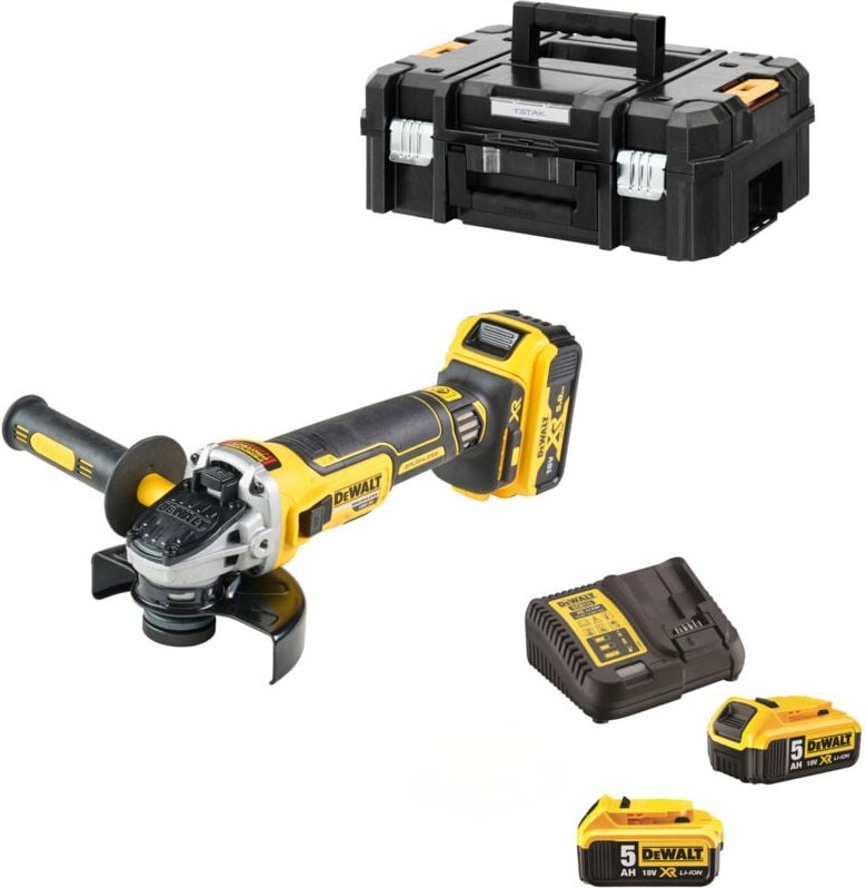 Akku-Winkelschleifer DCG405 125 mm 18V mit 3x 5,0 Ah Akkus in TSTAK-Box - Dewalt