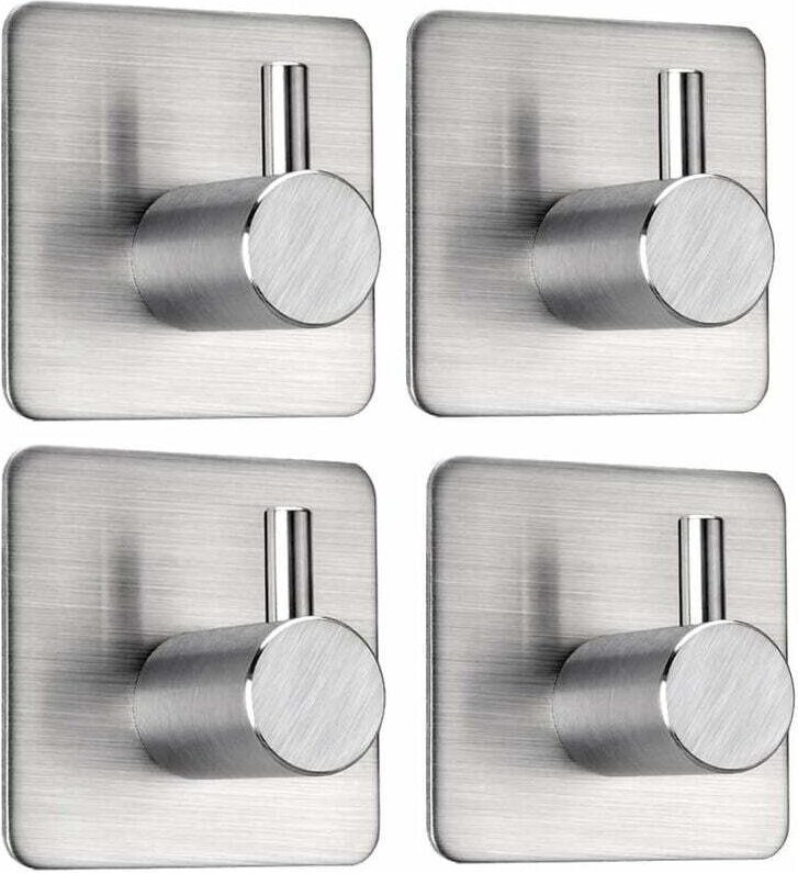 Ulisem Handtuchhaken, Selbstklebende Handtuchhaken, Handtuchhaken ohne Bohren, Wandmontierte Kleiderhaken, 4 Edelstahl B...